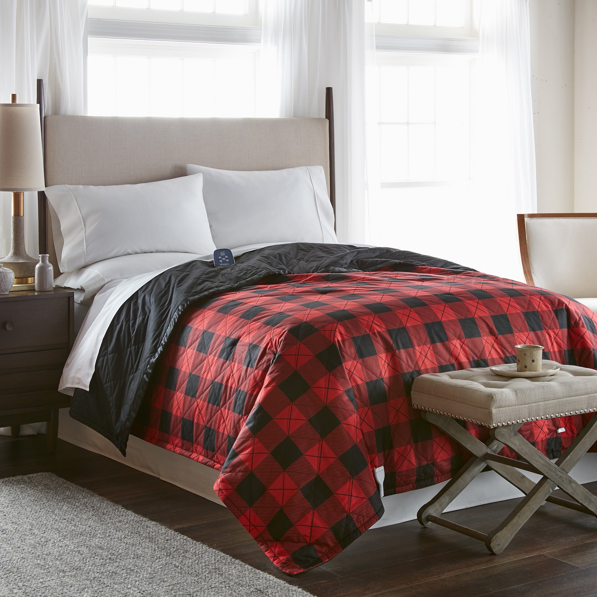 Buffalo plaid heated online blanket