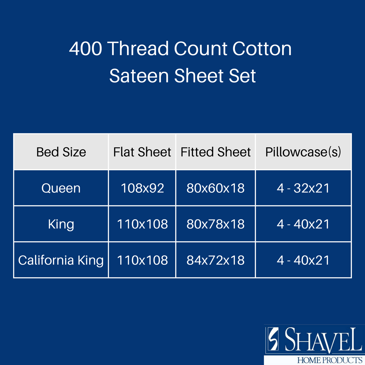 Cotton Sateen 400 Thread Count 6-piece Sheet Set
